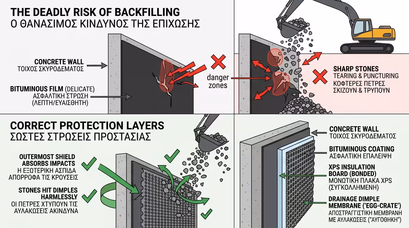 Κίνδυνος μπαζώματος - πέτρες γδέρνουν ασφαλτική επάλειψη