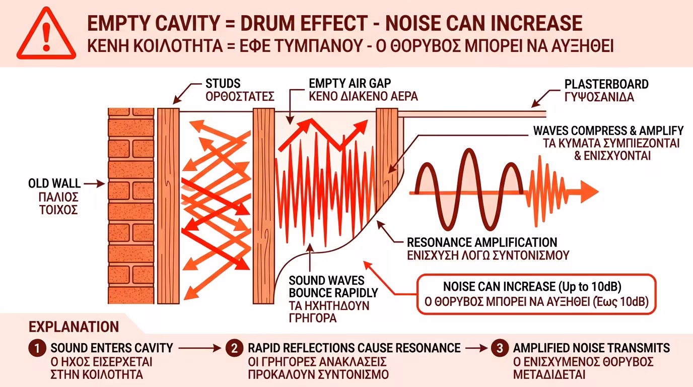 Φαινόμενο τυμπάνου - άδειο κενό αέρα, ήχος αναπηδά και ενισχύεται