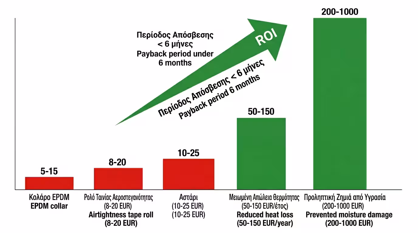 Κόστος αεροστεγανότητας EPDM και ταινιών - επένδυση 100-200 ευρώ για χιλιάδες εξοικονόμηση