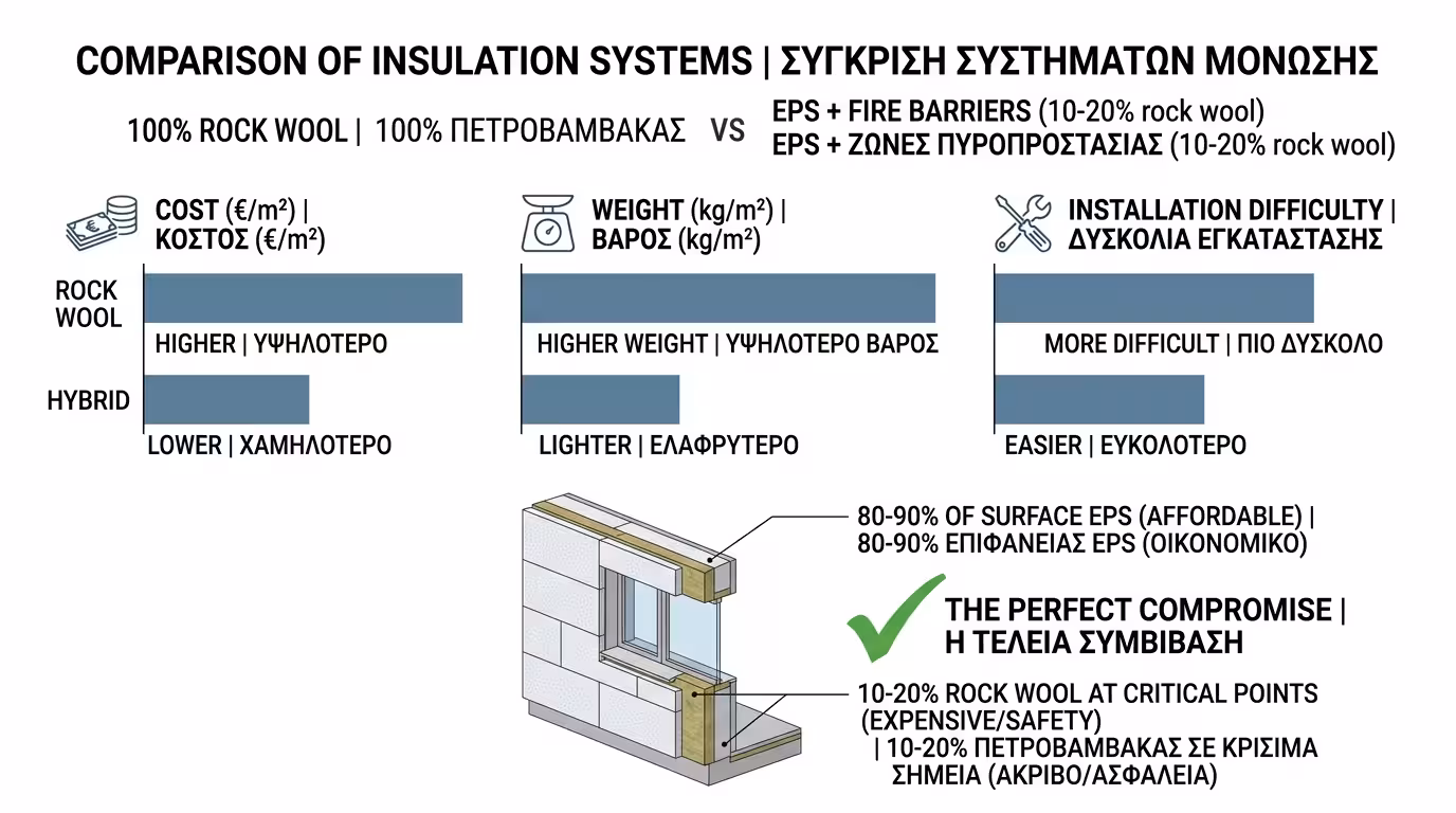 Κόστος και βάρος πετροβάμβακα vs EPS - ο τέλειος συμβιβασμός