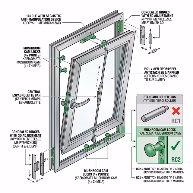 Μηχανισμοί ασφαλείας κουφωμάτων - κλειδαριές πολλαπλών σημείων
