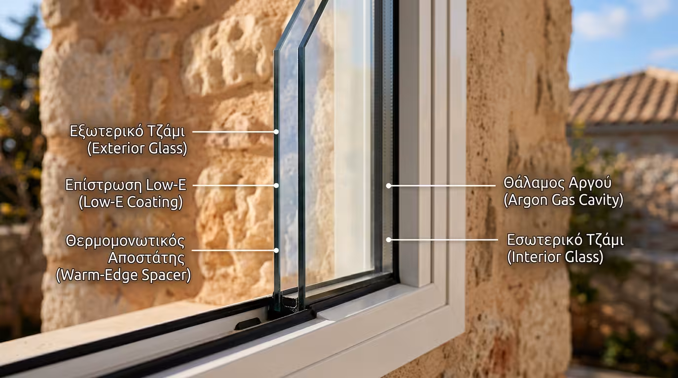 Τεχνολογία υαλοπινάκων - ενεργειακά Low-E, ηχομονωτικά και ασφαλείας