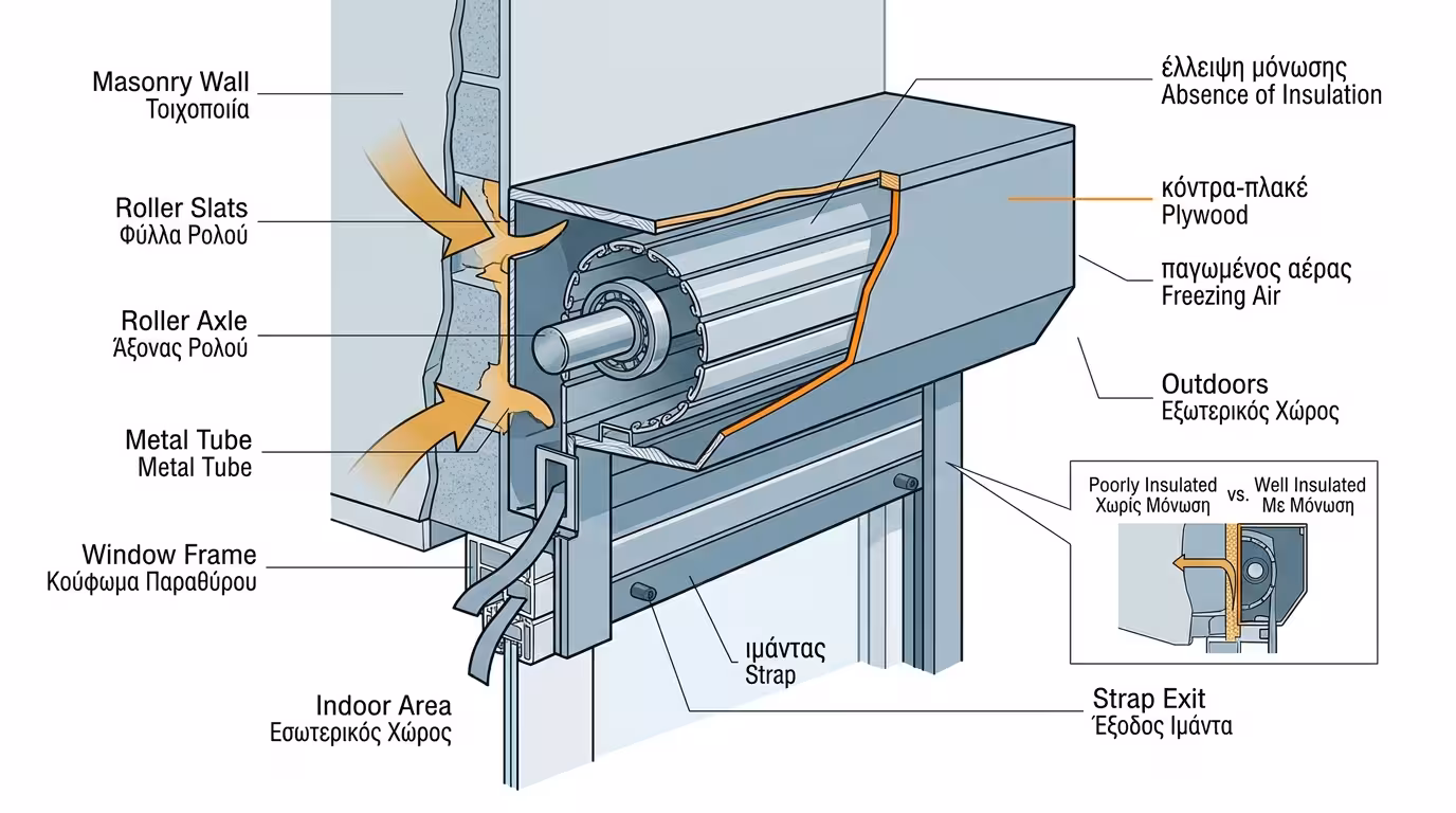 Κουτί ρολού - τεράστια τρύπα στον τοίχο με λεπτό κόντρα-πλακέ