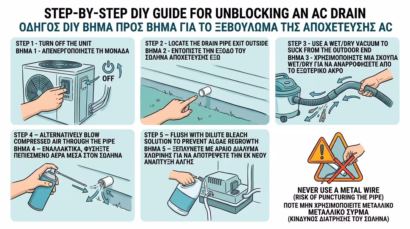 Ξεβούλωμα DIY – σκούπα υγρών, φύσημα, σωληνάρι, ατσαλίνα