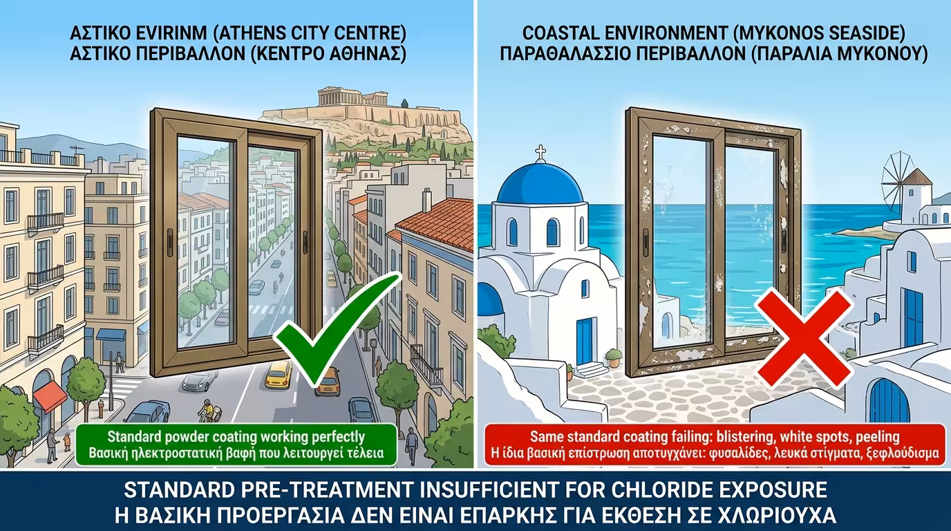 Αποτυχία απλής βαφής σε παραθαλάσσιο περιβάλλον - φουσκάλες και ξεφλούδισμα