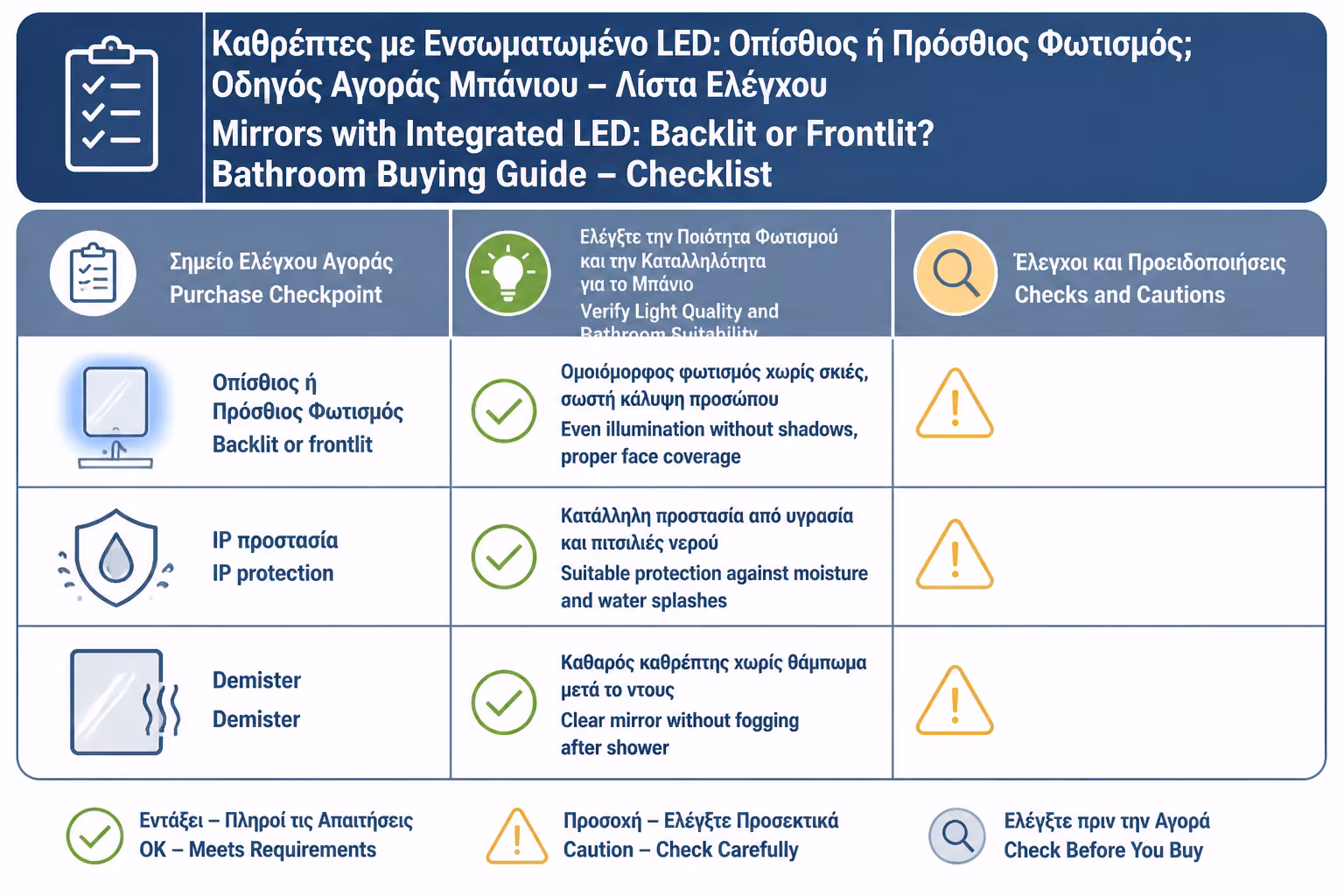 Εικονογράφηση για 18. Πρακτικό checklist πριν αγοράσετε LED καθρέπτη μπάνιου