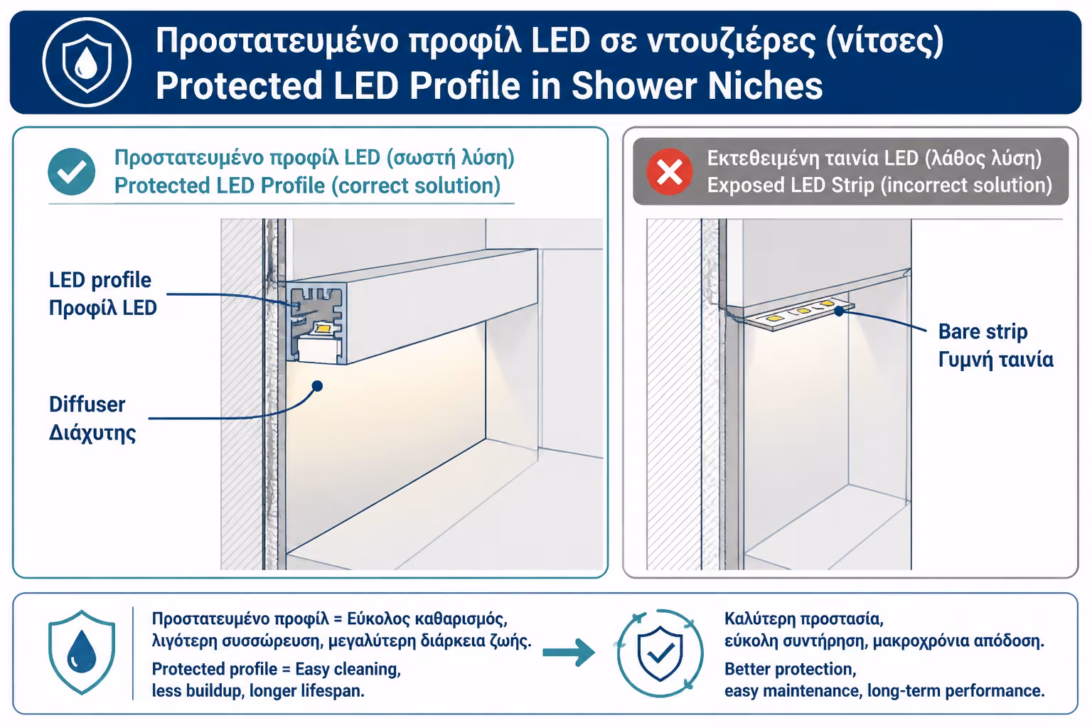Εικονογράφηση για 6. Προφίλ LED: γιατί δεν βάζουμε γυμνή ταινία