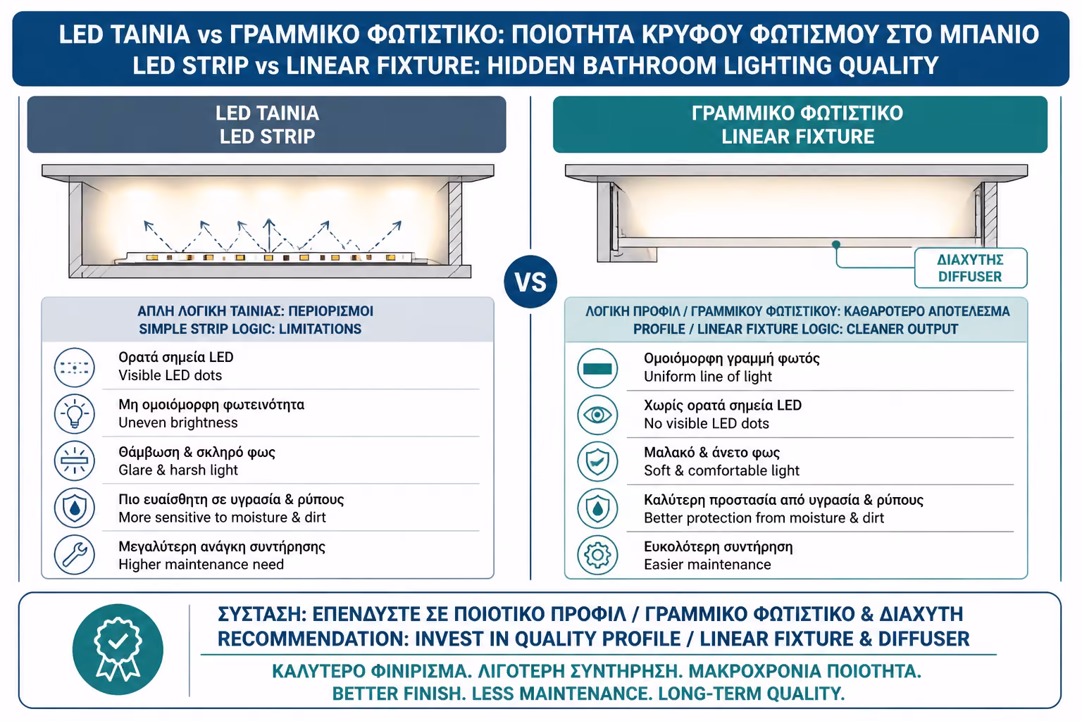 Εικονογράφηση για 10. Ταινία LED ή έτοιμο γραμμικό φωτιστικό;