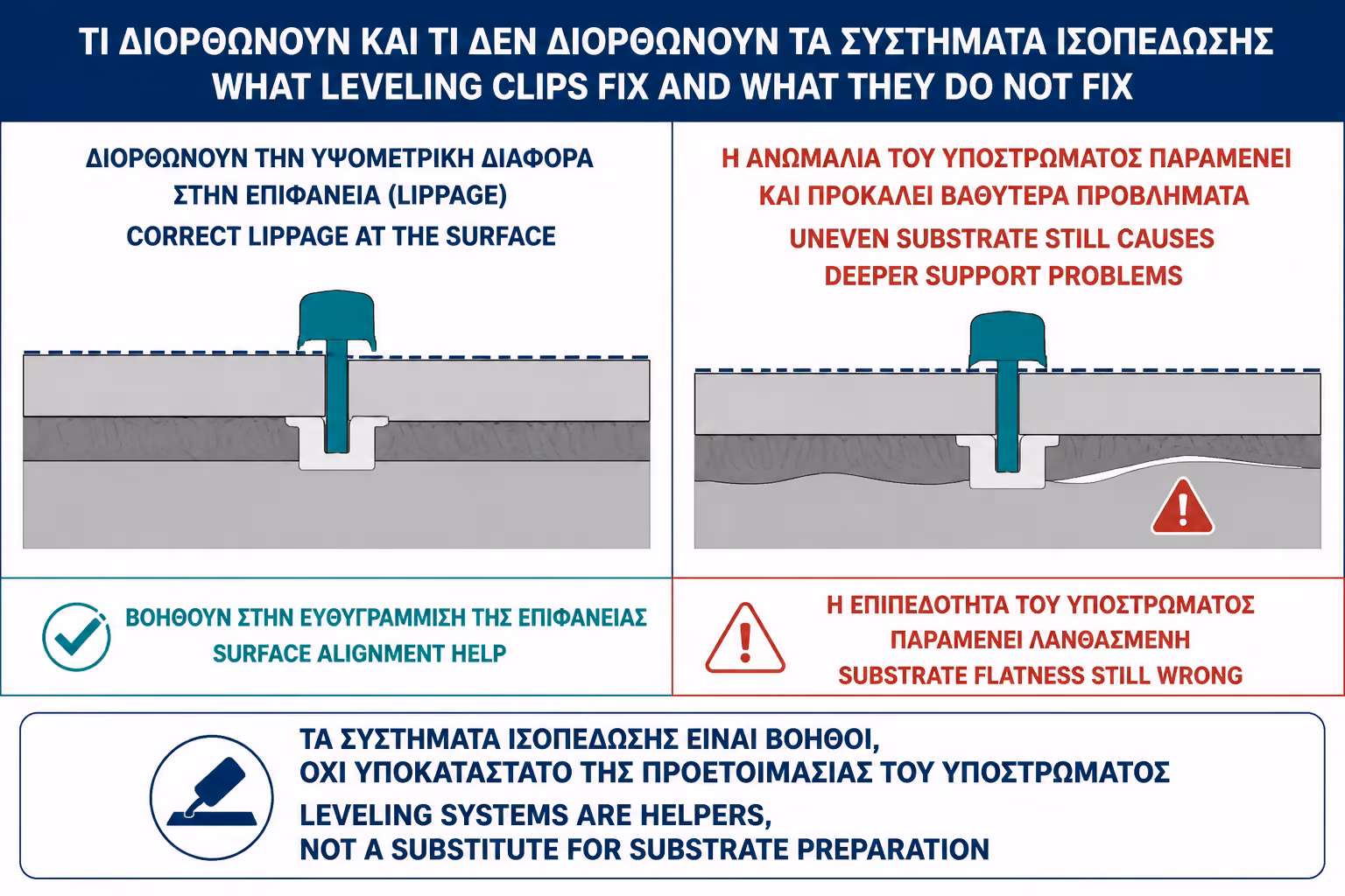 Εικονογράφηση για 7. Leveling systems: βοηθούν, αλλά δεν ισιώνουν στραβό υπόστρωμα