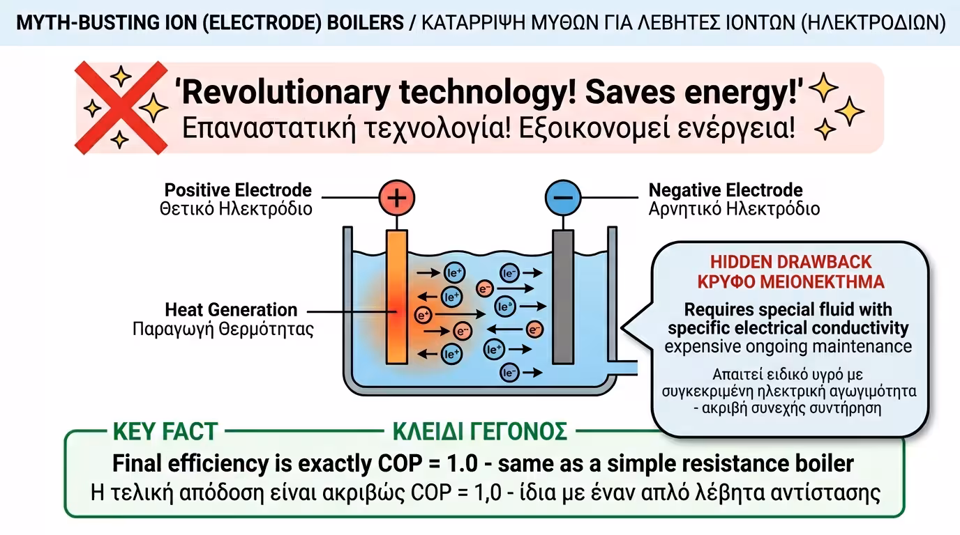 Λέβητας ιόντων - ηλεκτρόδια και μύθος