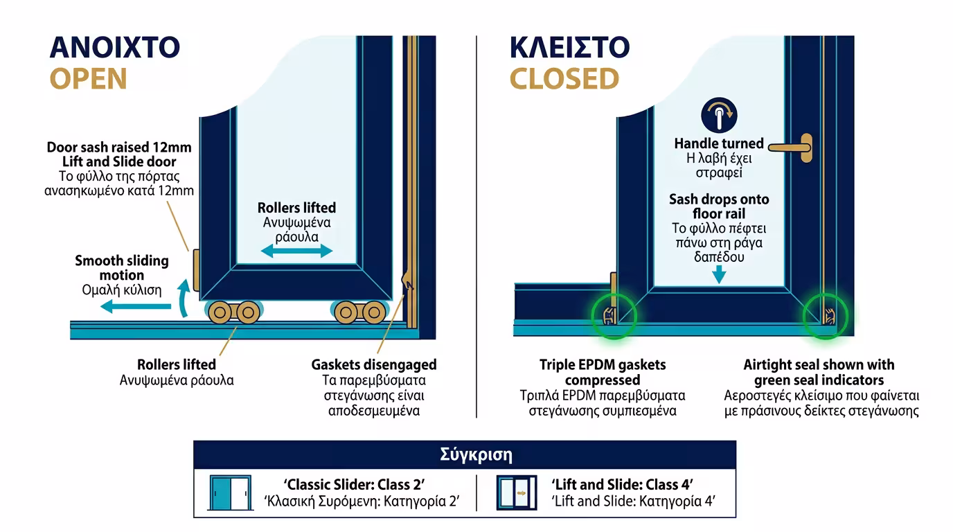 Ανασυρόμενο σύστημα Lift & Slide - λάστιχα αντί βουρτσάκια