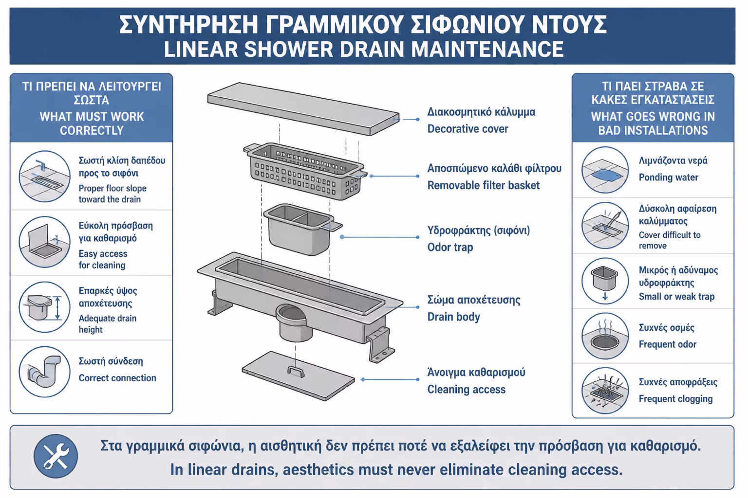 Εικονογράφηση για 15. Τι να προσέξετε σε ντουζιέρες με γραμμικό σιφώνι