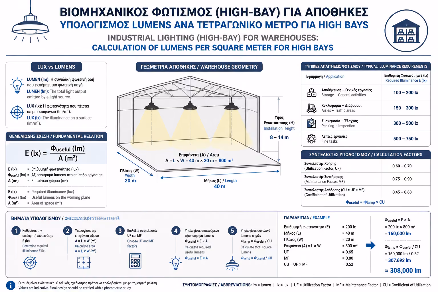 Εικονογράφηση για 2. Ο Βασικός Υπολογισμός: Lumens εναντίον Lux
