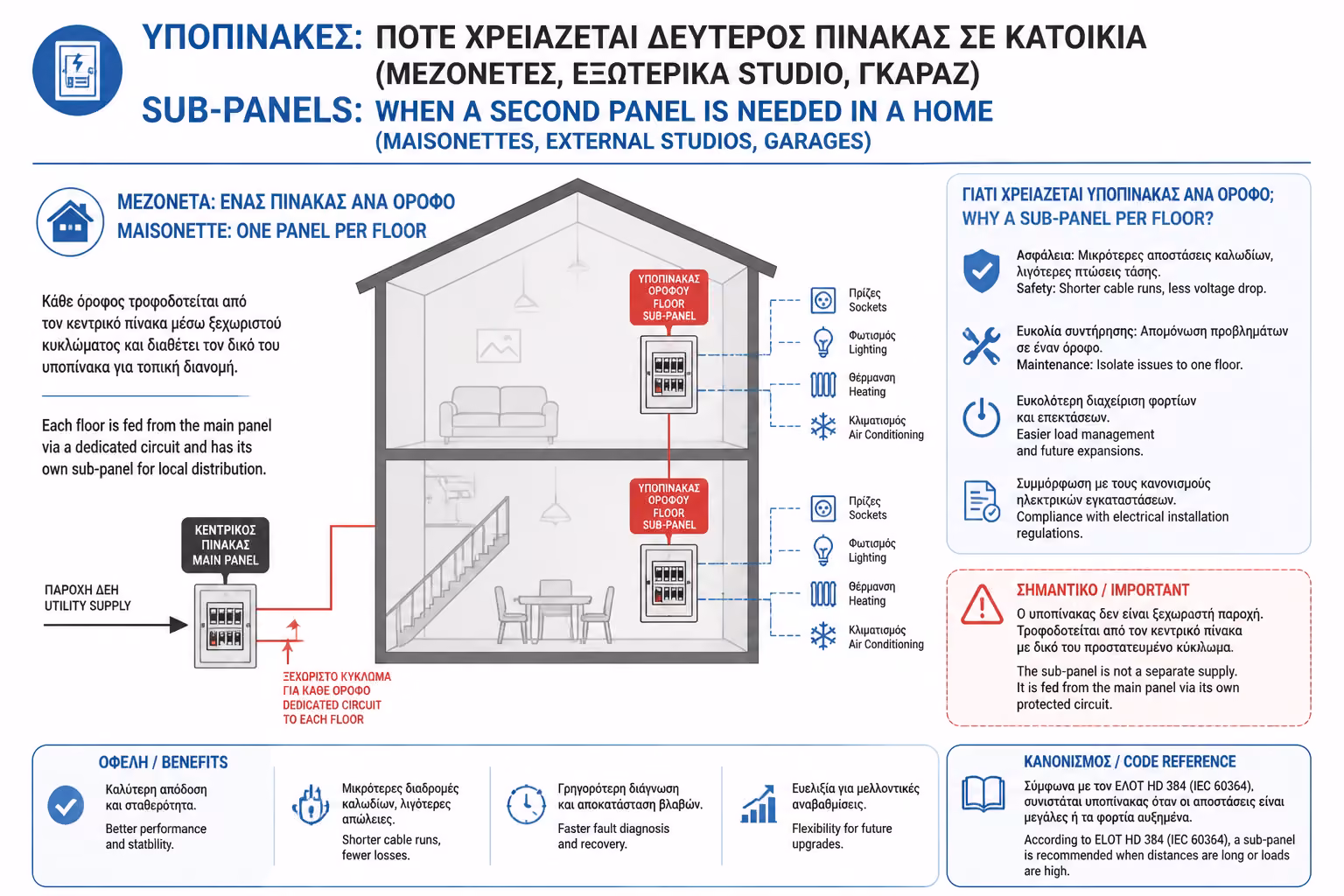 Λογική ενός υποπίνακα ανά όροφο σε μεζονέτα