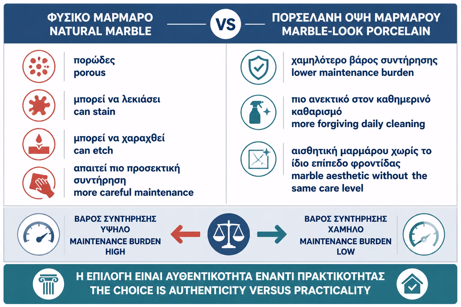 Εικονογράφηση για 4. Η μεγάλη διαφορά από το φυσικό μάρμαρο: συντήρηση
