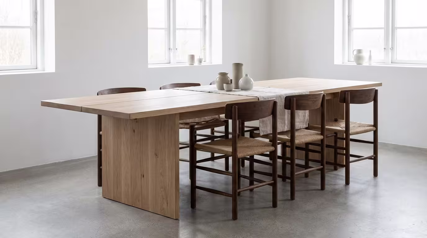 Μοντέρνο ξύλινο τραπέζι με ματ βερνίκι - φυσική ακατέργαστη υφή, ελάχιστη αντανάκλαση