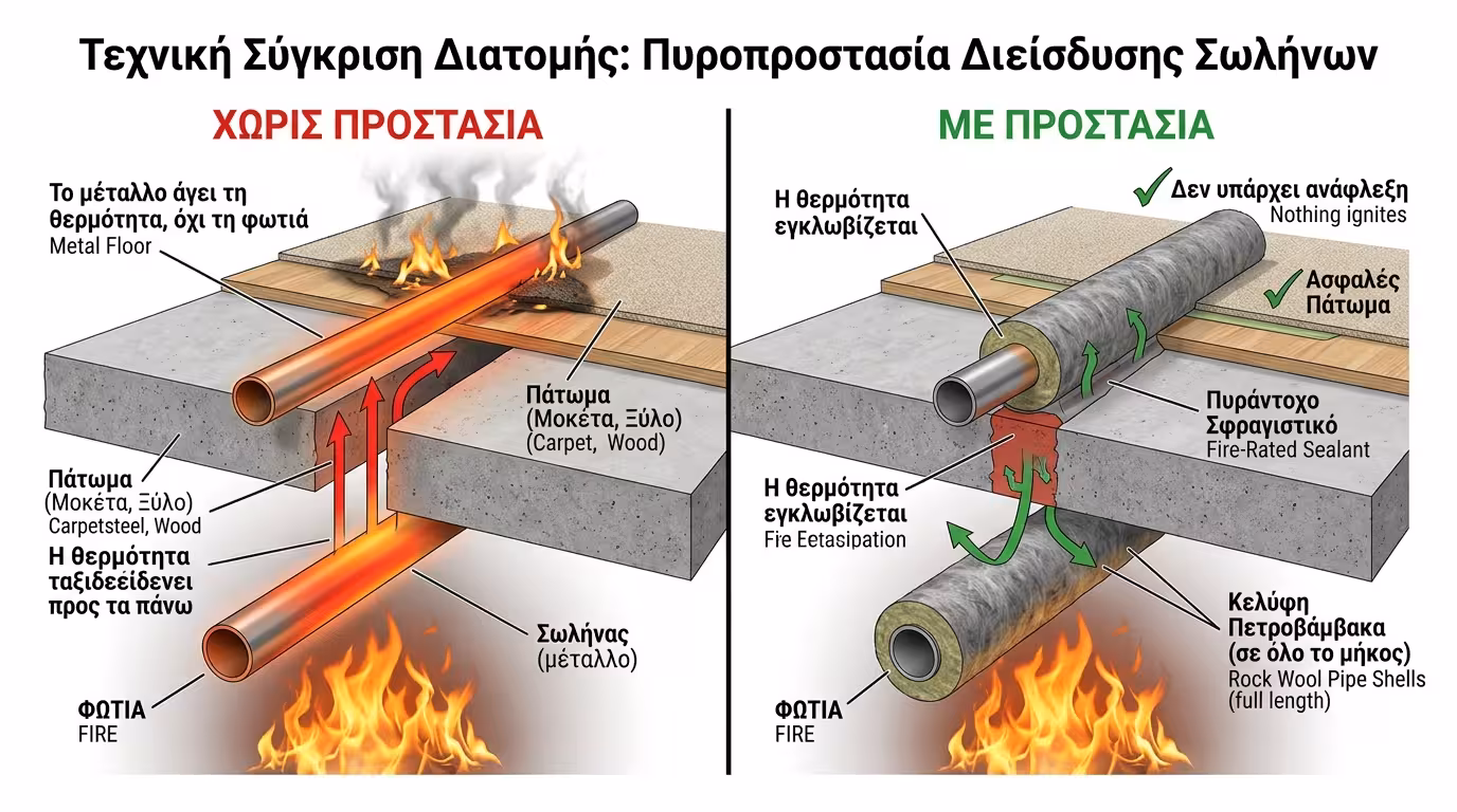 Μεταλλικός σωλήνας: δεν λιώνει, αλλά μεταφέρει ζέστη στον πάνω όροφο
