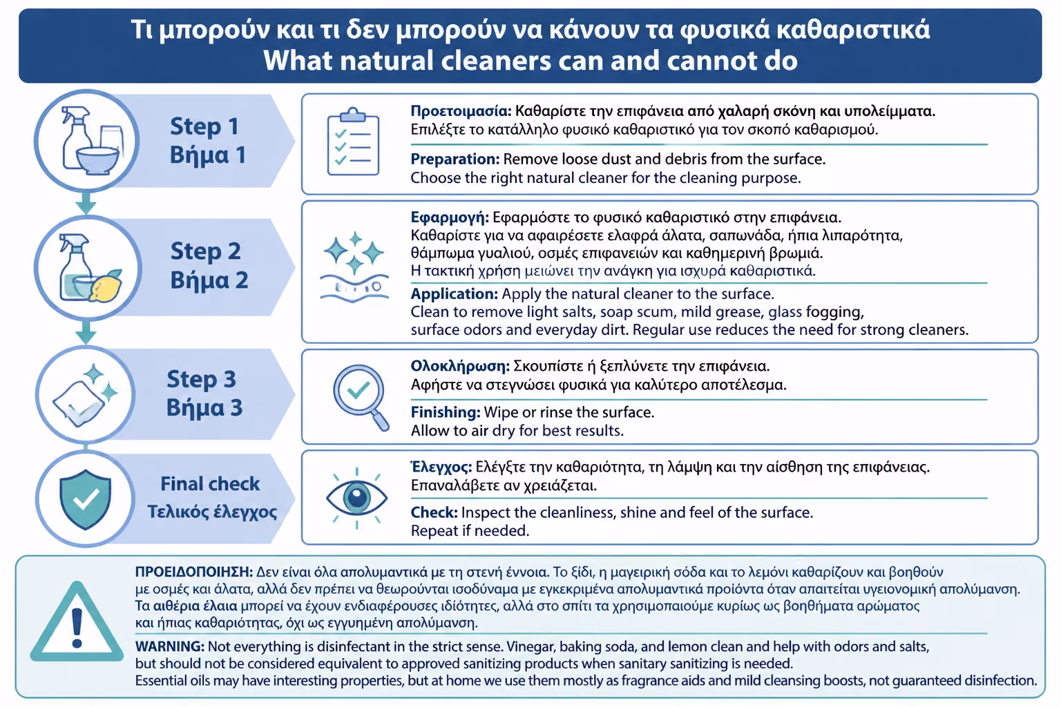 Εικονογράφηση για 1. Τι μπορούν και τι δεν μπορούν να κάνουν τα φυσικά καθαριστικά