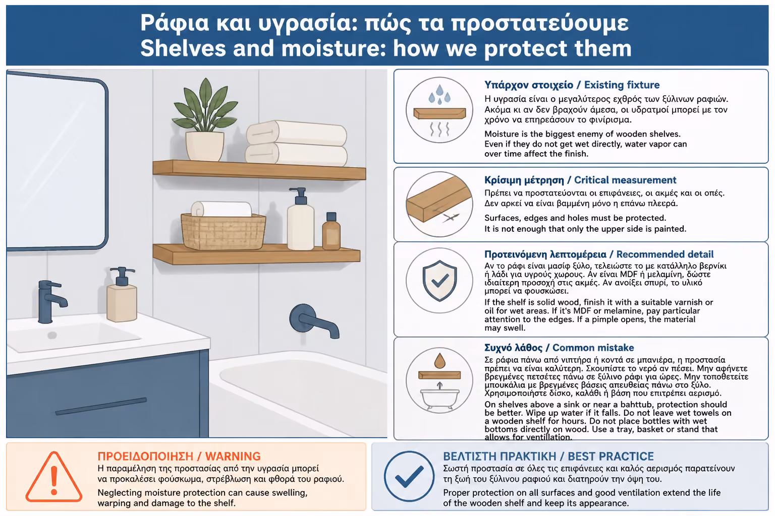 Εικονογράφηση για 13. Ράφια και υγρασία: πώς τα προστατεύουμε