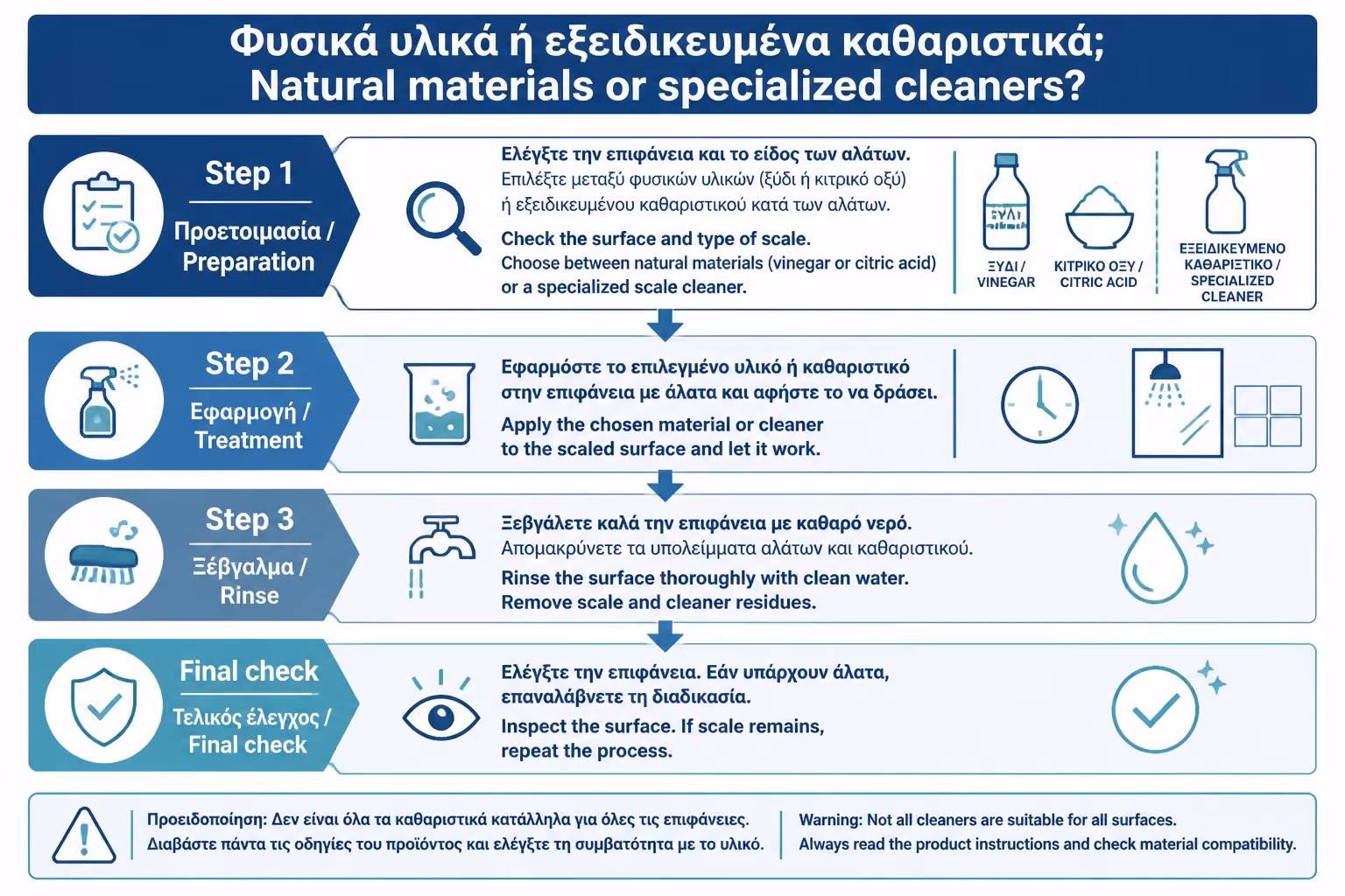 Εικονογράφηση για 3. Φυσικά υλικά ή εξειδικευμένα καθαριστικά;