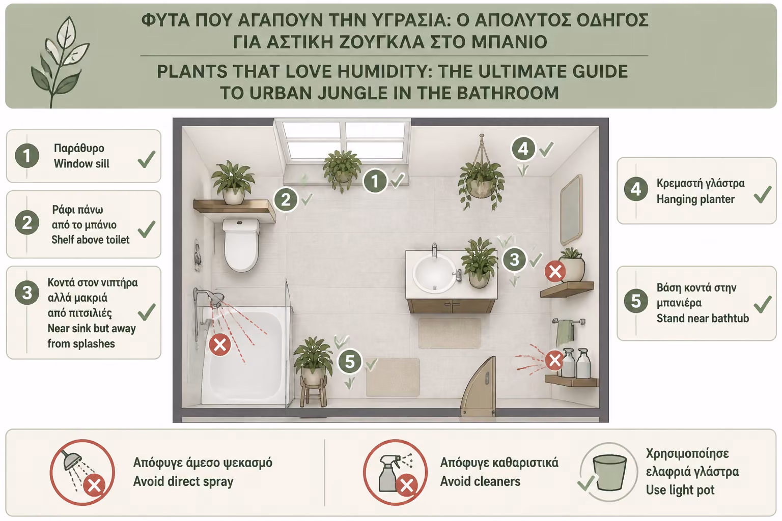 Εικονογράφηση για 9. Πού να τοποθετήσετε φυτά στο μπάνιο