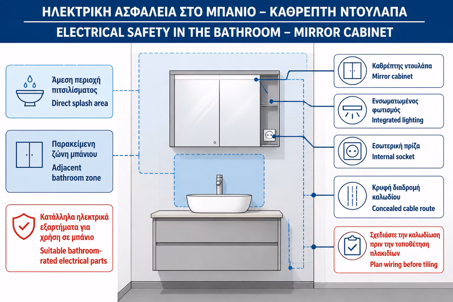 Εικονογράφηση για 13. Ασφάλεια στο μπάνιο: IP, ζώνες και ηλεκτρολόγος