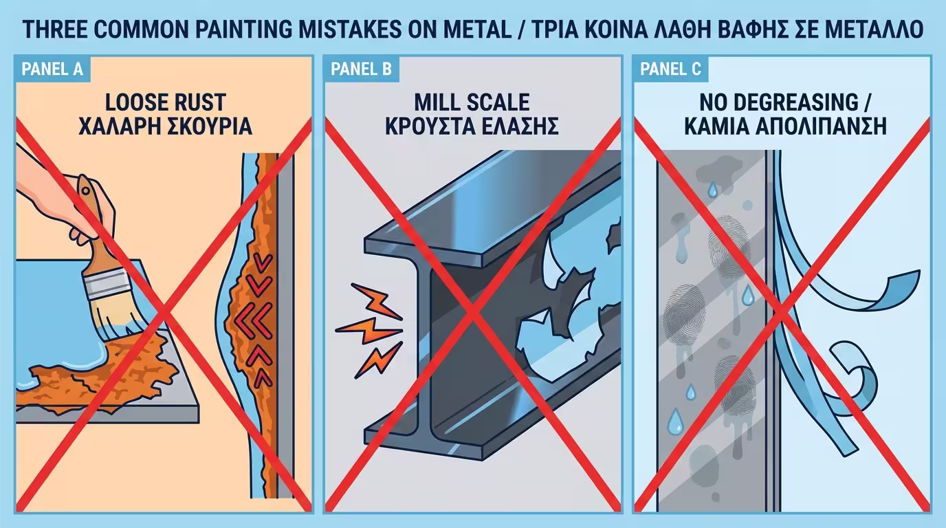 Ινφογκράφικ: 3 αόρατοι εχθροί - Χαλαρή σκουριά, Mill Scale, Ελλιπής απολίπανση.