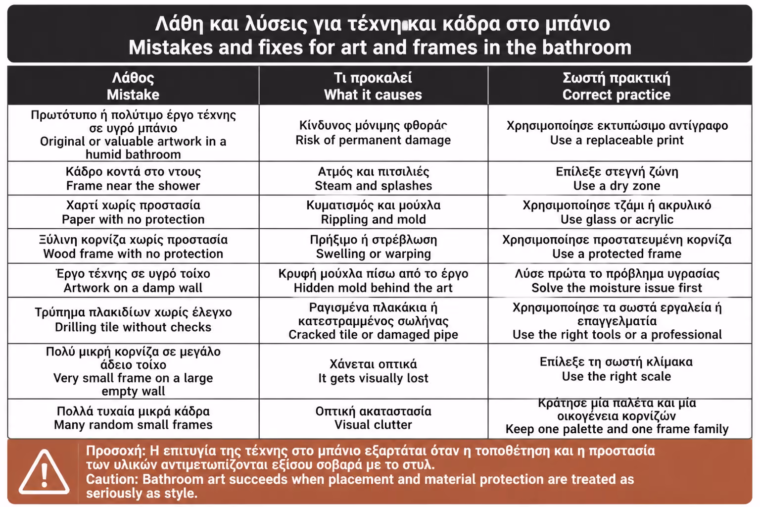 Εικονογράφηση για 22. Συχνά λάθη με έργα τέχνης στο μπάνιο