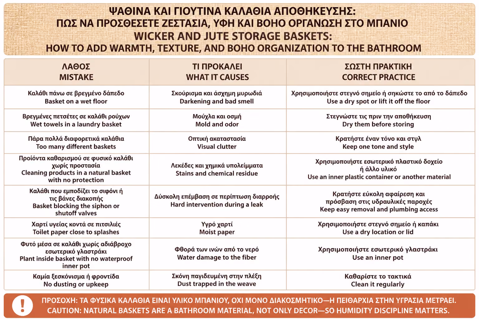 Εικονογράφηση για 20. Συχνά λάθη με καλάθια στο μπάνιο