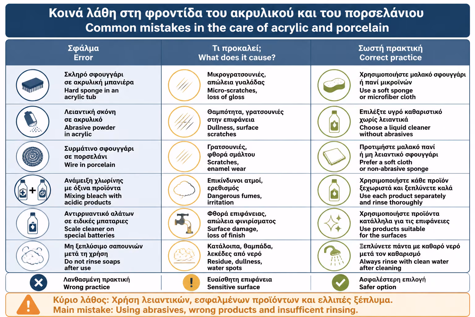 Εικονογράφηση για 18. Συχνά λάθη στη φροντίδα ακρυλικού και πορσελάνης