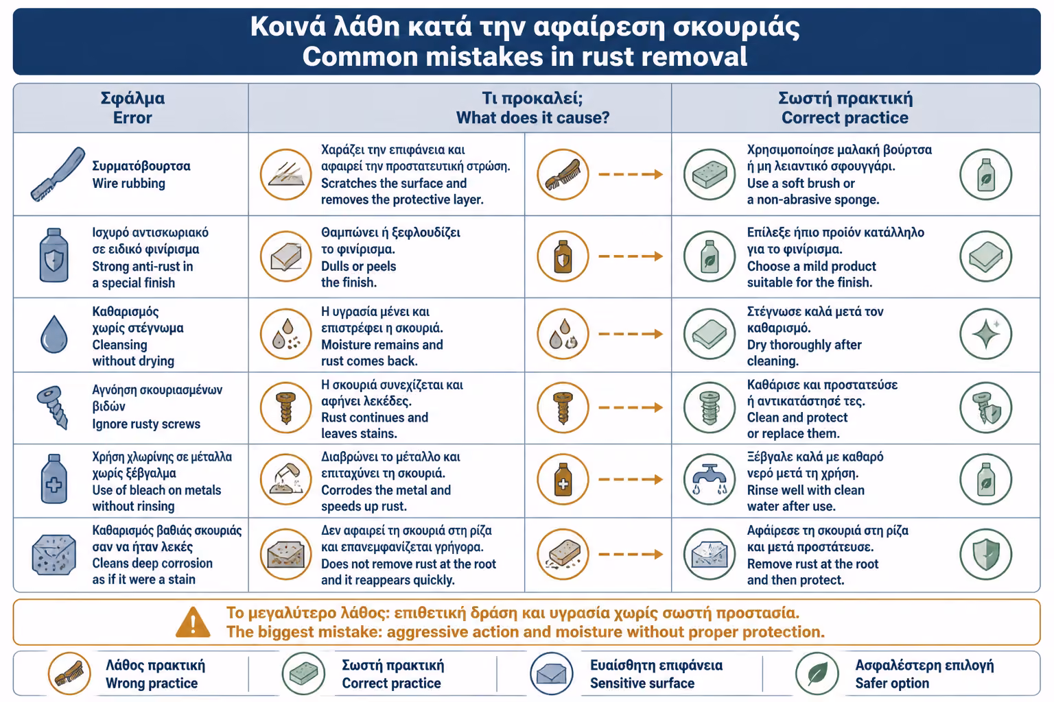 Εικονογράφηση για 17. Συχνά λάθη στην αφαίρεση σκουριάς