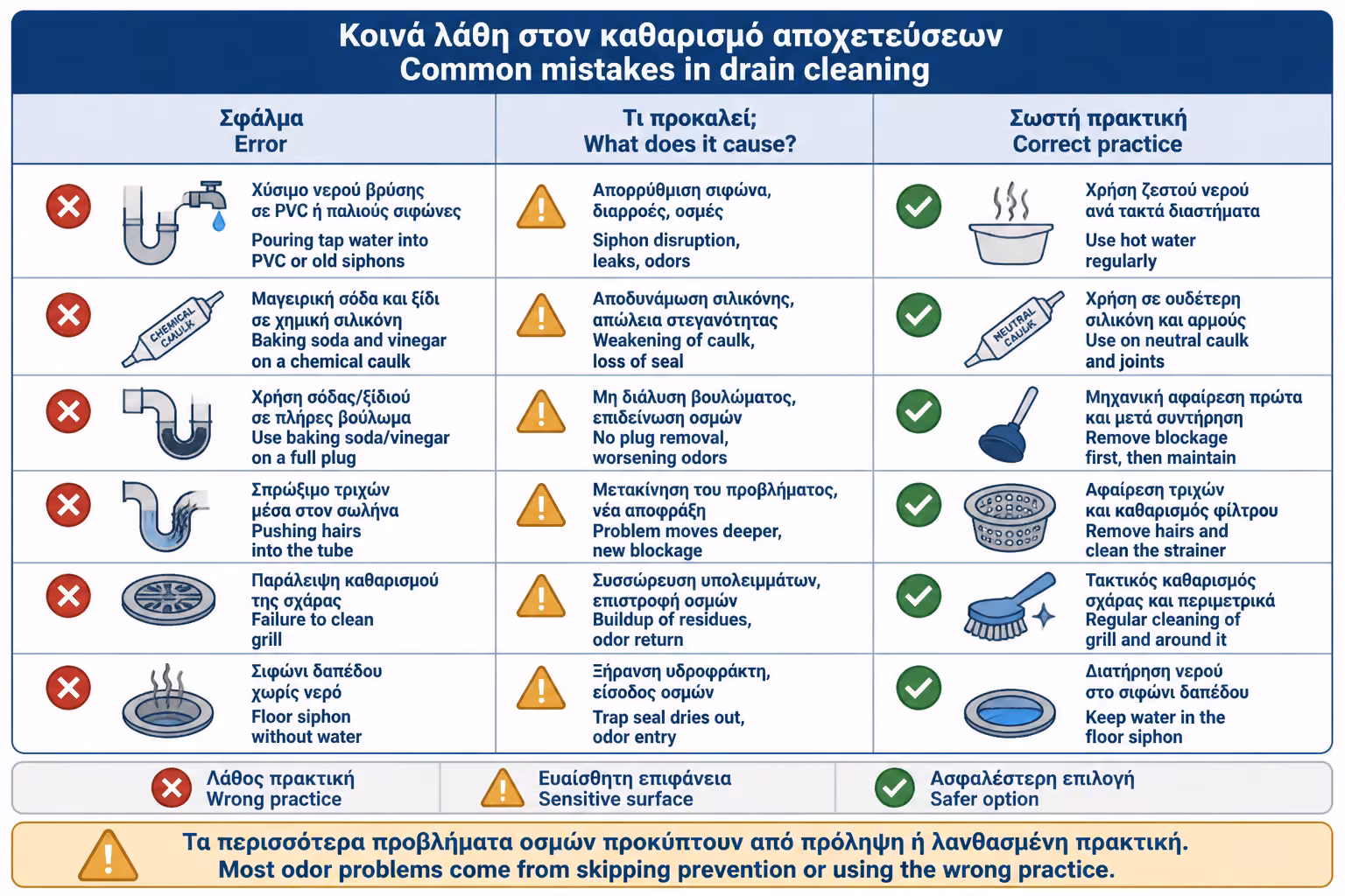 Εικονογράφηση για 17. Συχνά λάθη στον καθαρισμό αποχετεύσεων