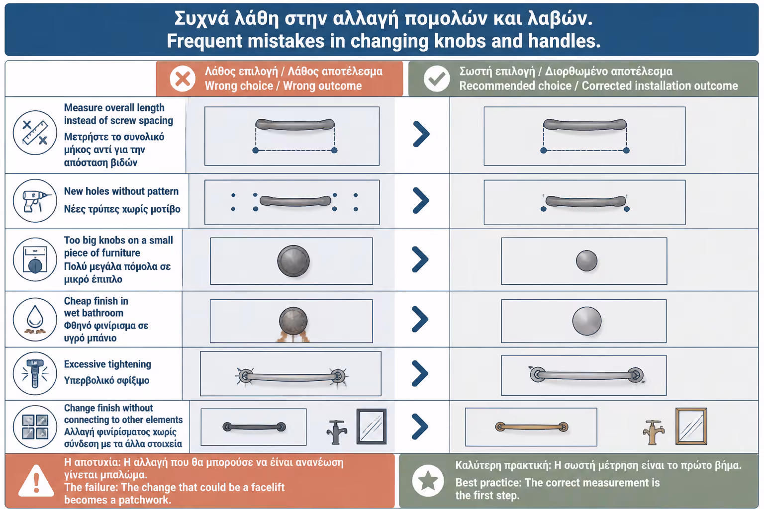 Εικονογράφηση για 18. Συχνά λάθη στην αλλαγή πόμολων και λαβών