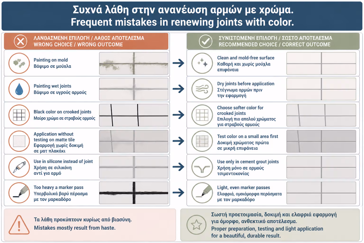 Εικονογράφηση για 20. Συχνά λάθη στην ανανέωση αρμών με χρώμα