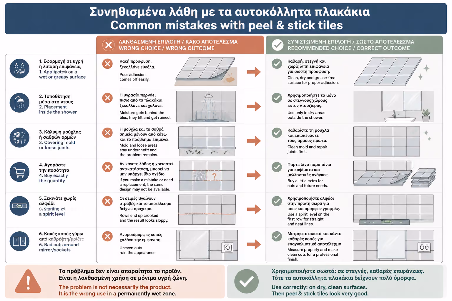 Εικονογράφηση για 19. Συχνά λάθη με peel & stick πλακάκια
