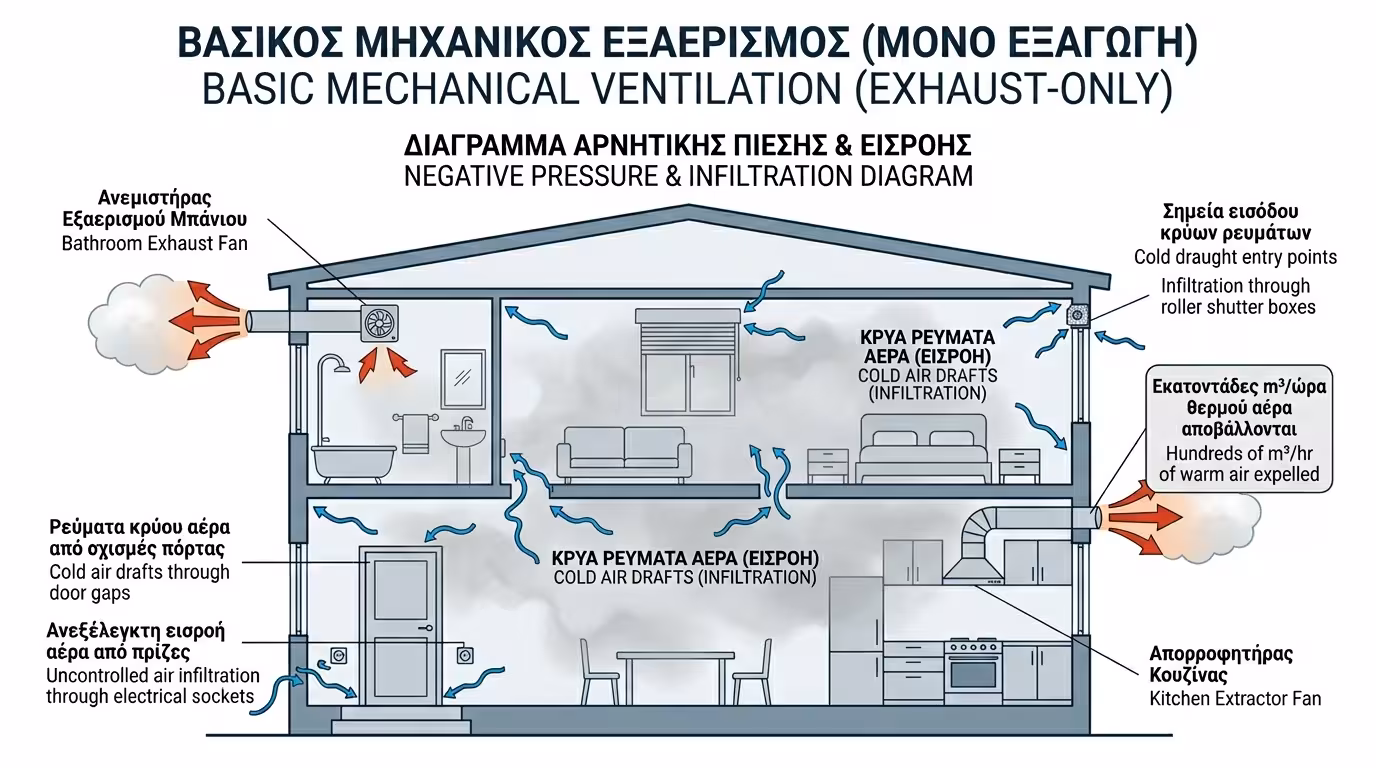 Απορροφητήρας κουζίνας - ρουφάει ζεστό αέρα, μπαίνει κρύος