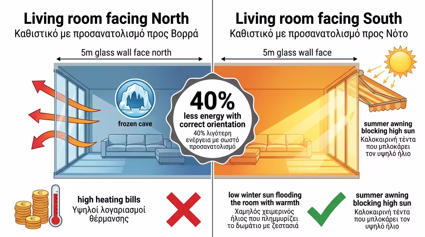 Μοντέλο 10x10 - σαλόνι στον βορρά vs στον νότο