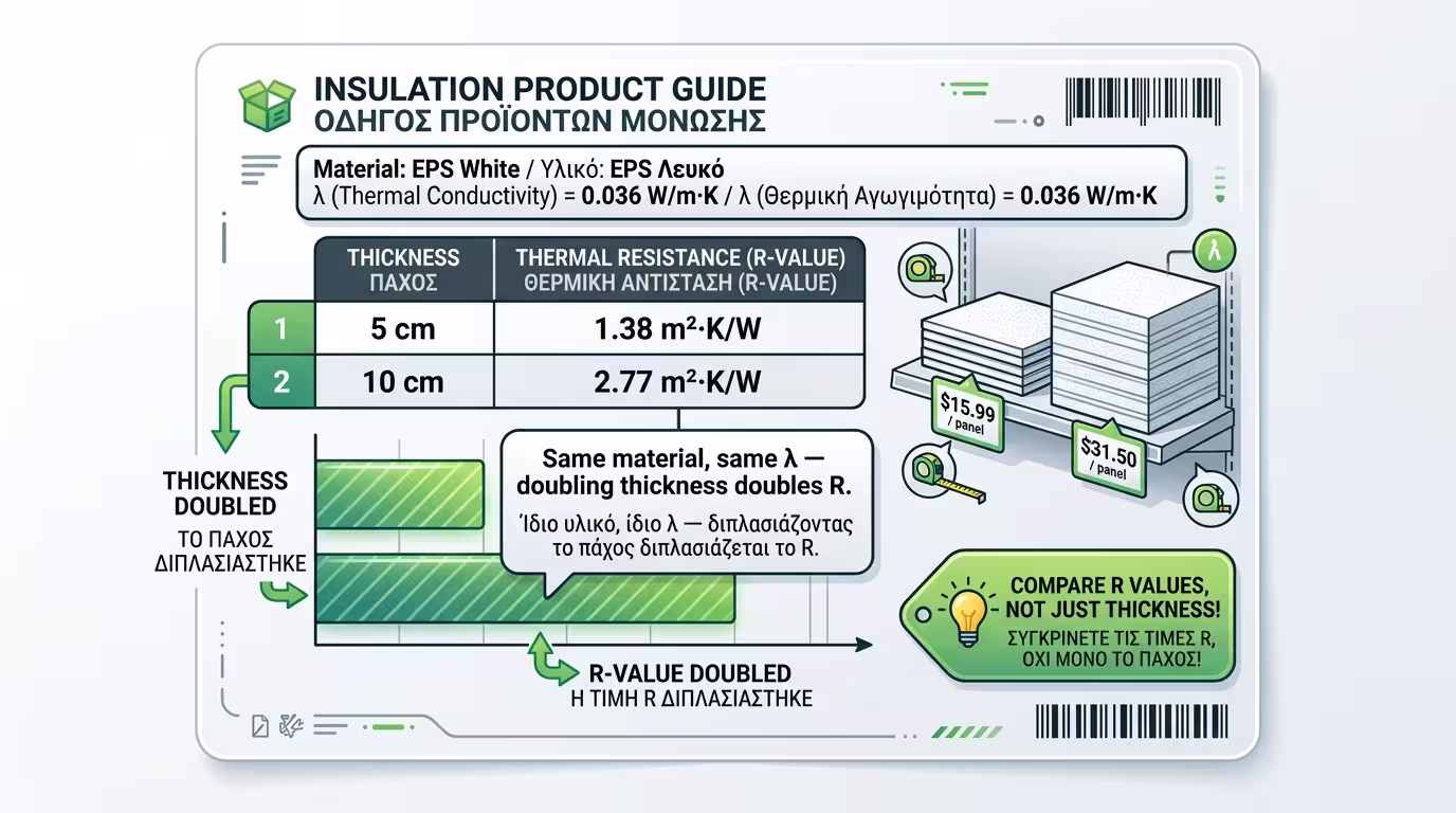 Μοντέλο 10x10 - σύγκριση πάχους 5cm vs 10cm EPS