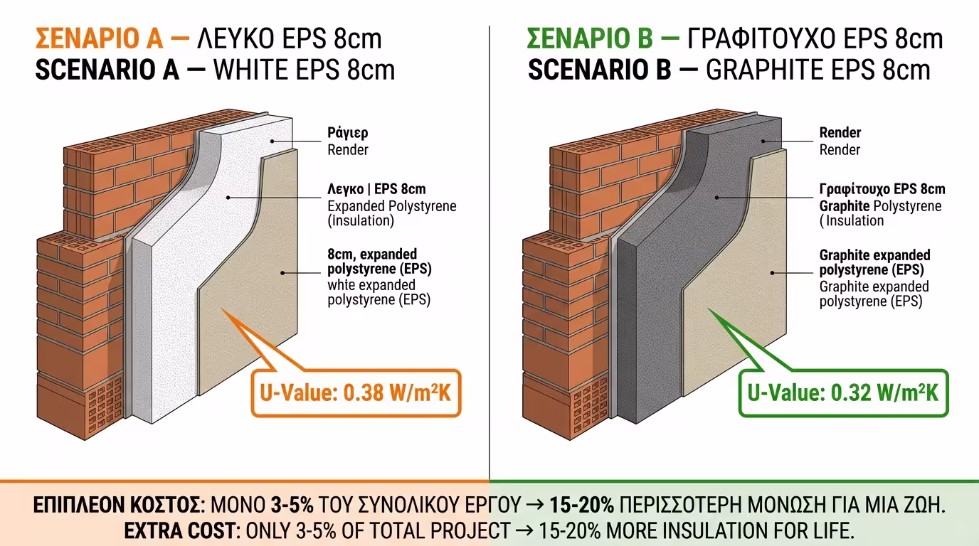 Μοντέλο 10x10 - σύγκριση λευκού και γραφιτούχου EPS