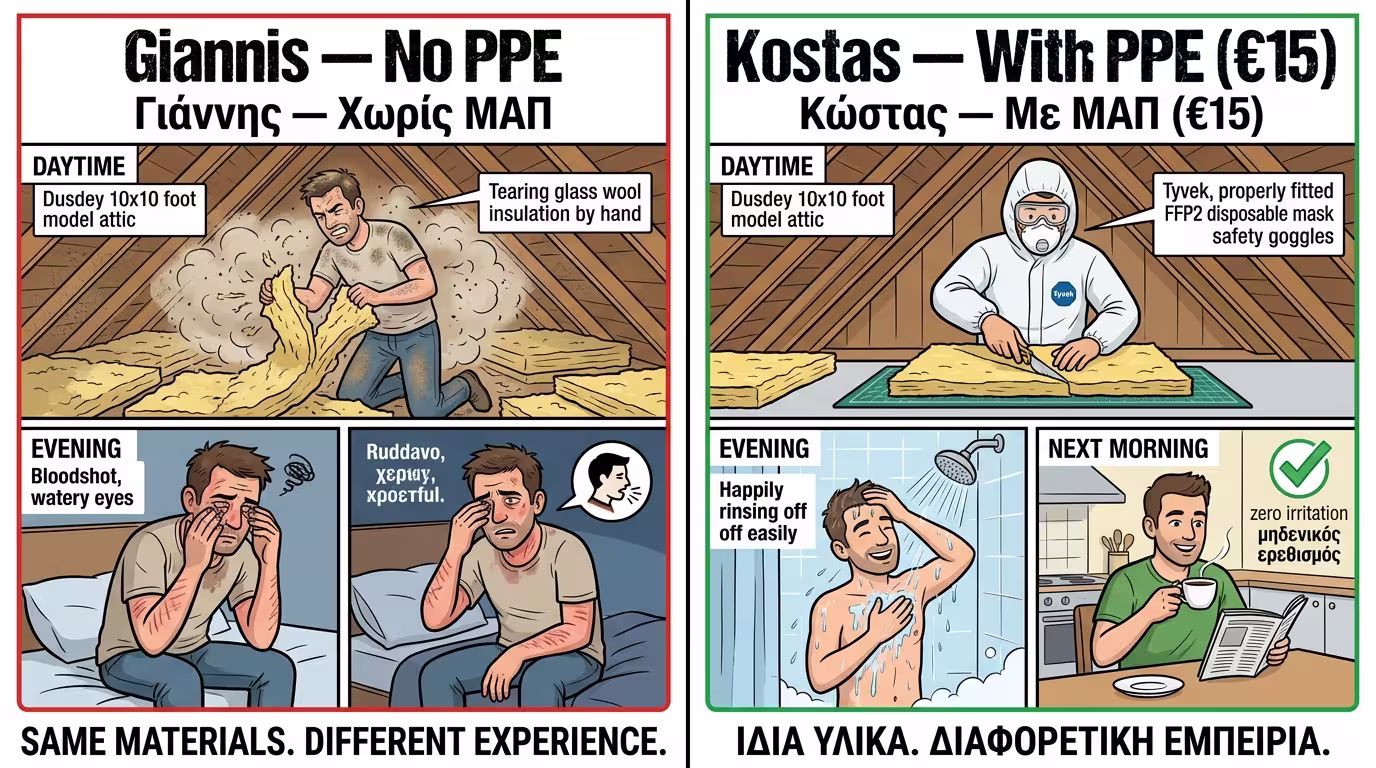 Μοντέλο 10x10 - σύγκριση εγκατάστασης με και χωρίς ΜΑΠ