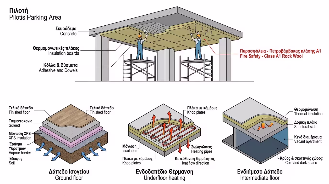 Μόνωση πιλοτής και δαπέδων