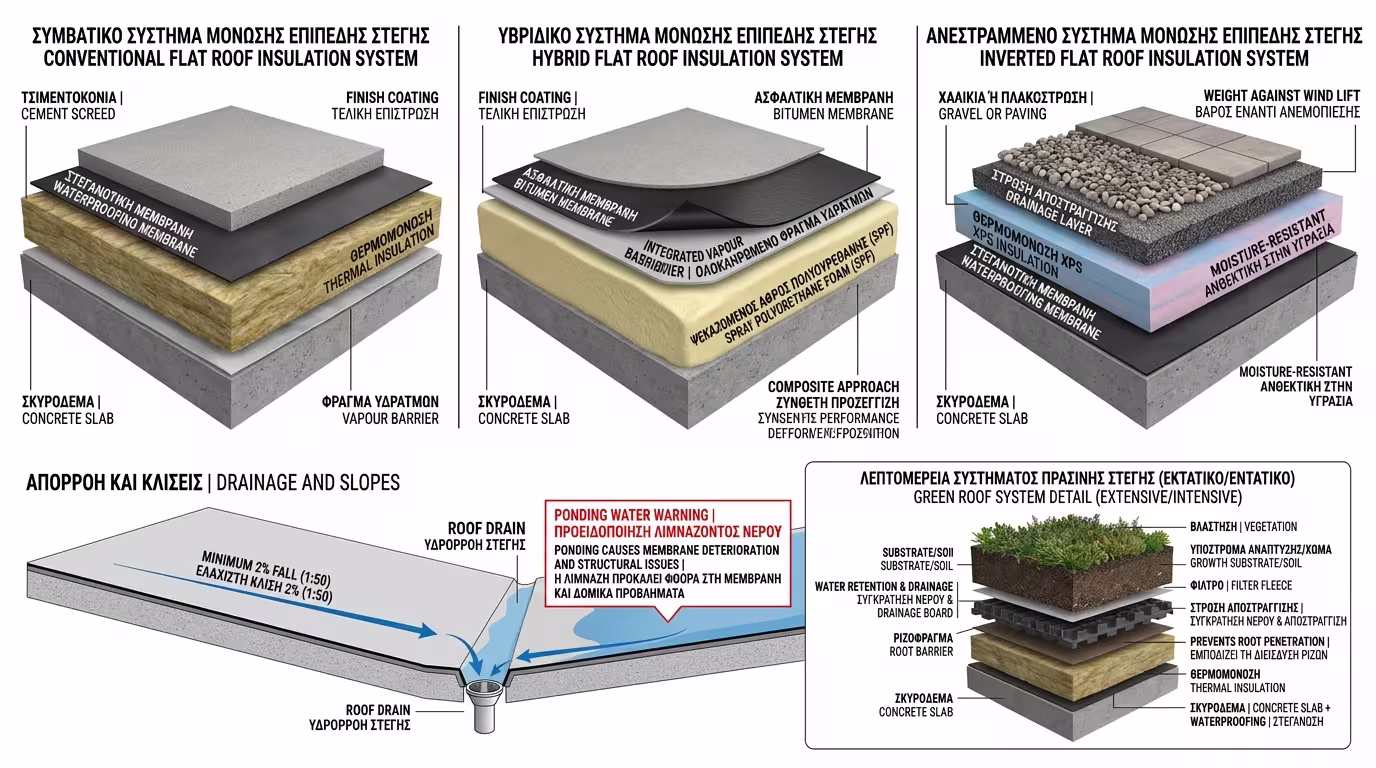 Θερμομόνωση ταράτσας - συστήματα και υλικά