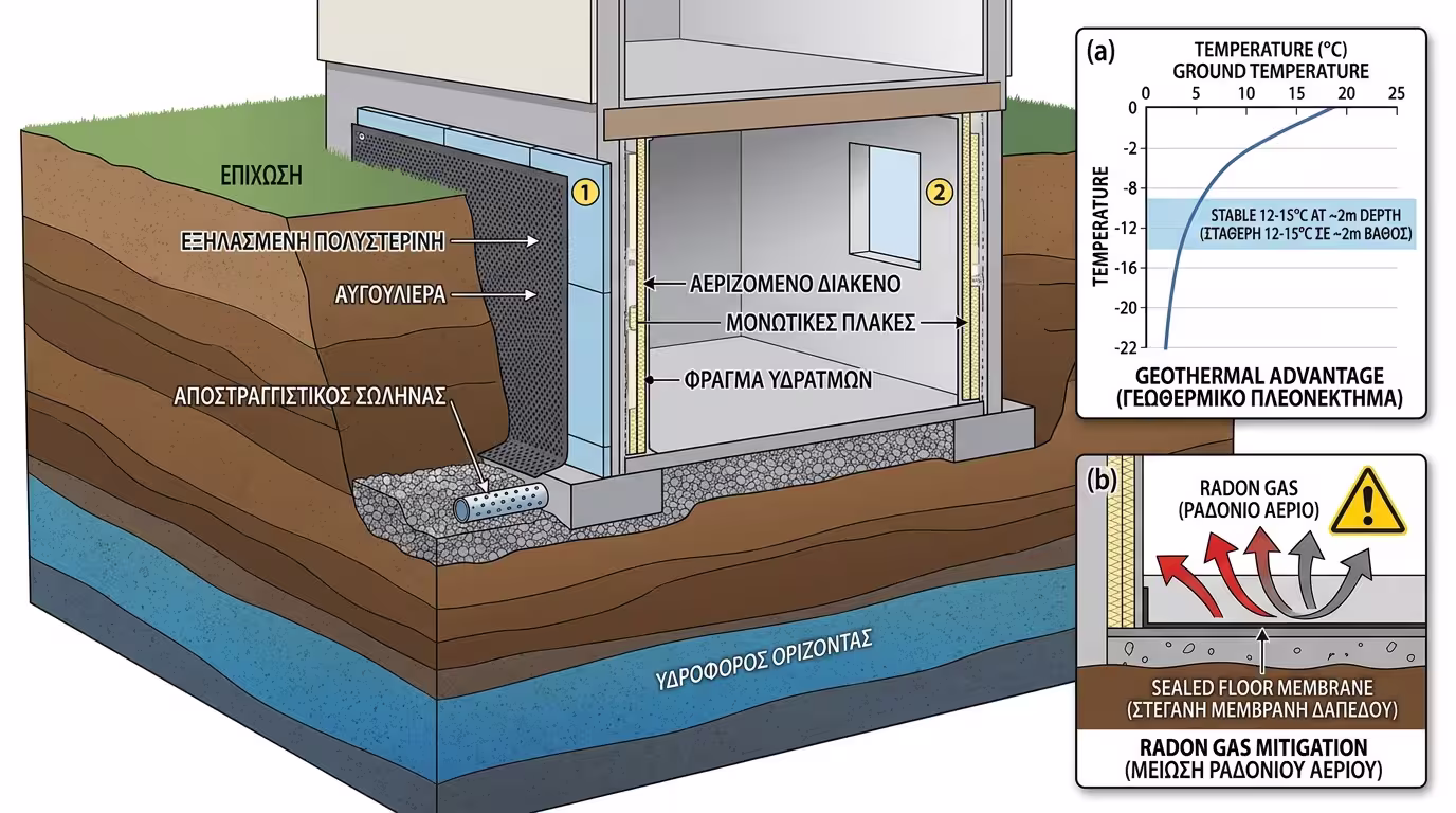 Μόνωση υπογείων και περιμετρική μόνωση θεμελίων