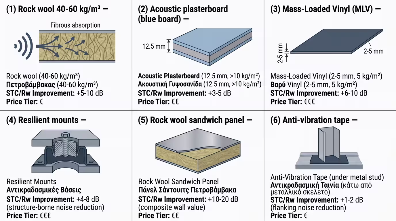 Υλικά ηχομόνωσης - γυψοσανίδες, MLV, αντικραδασμικές βάσεις