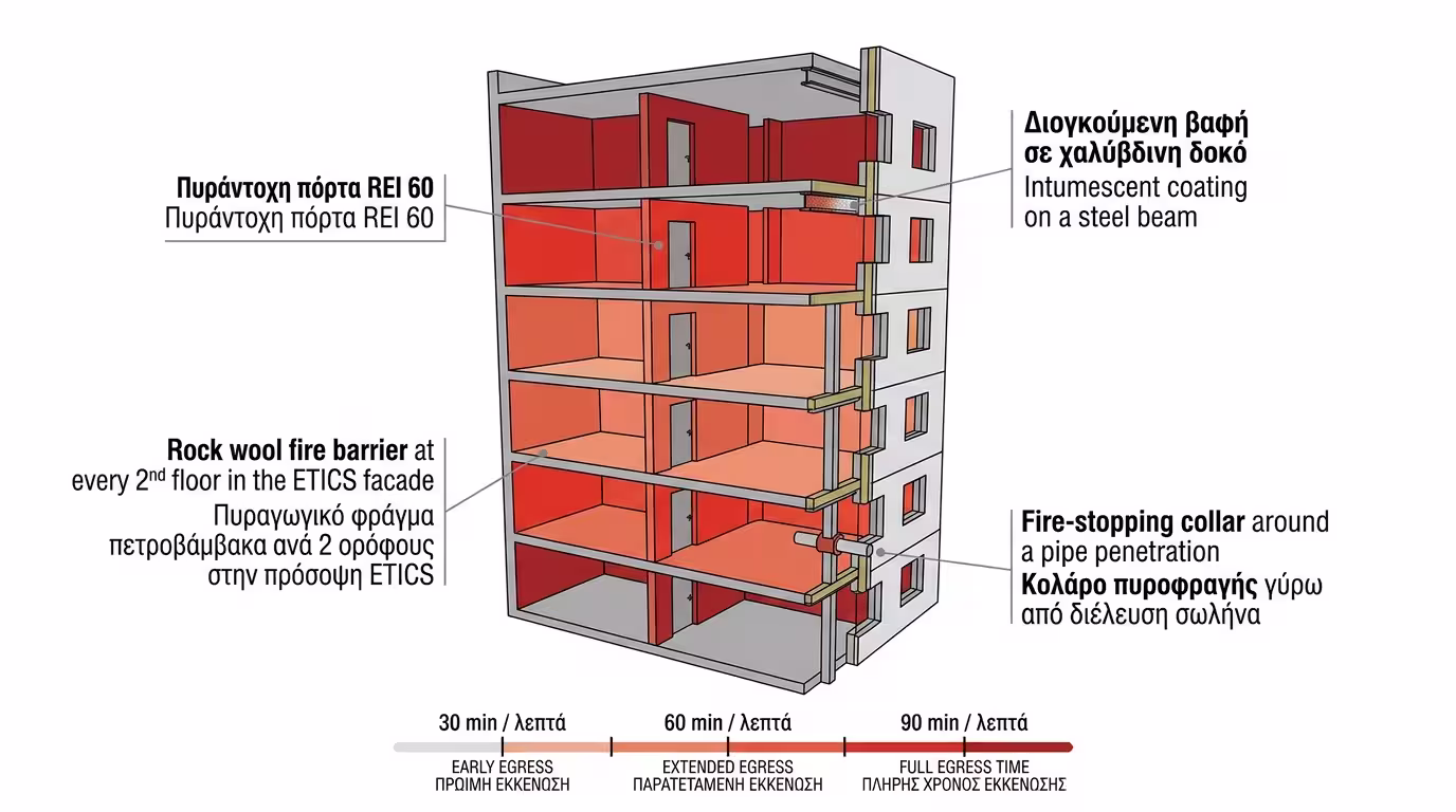 Πυροπροστασία κτιρίων - υλικά και πυροδιαμερισματοποίηση