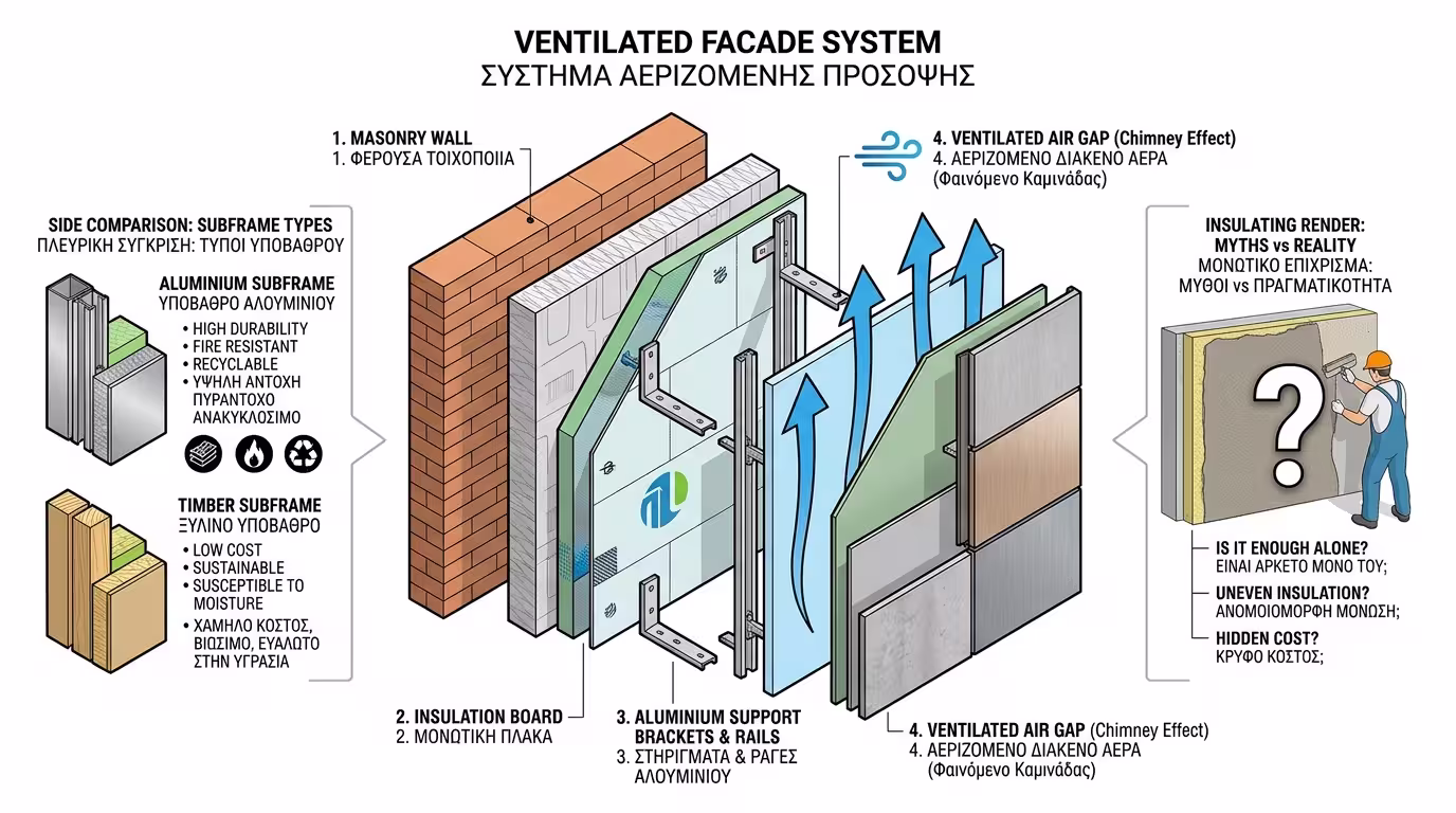 Αεριζόμενη πρόσοψη και ειδικά συστήματα θερμομόνωσης
