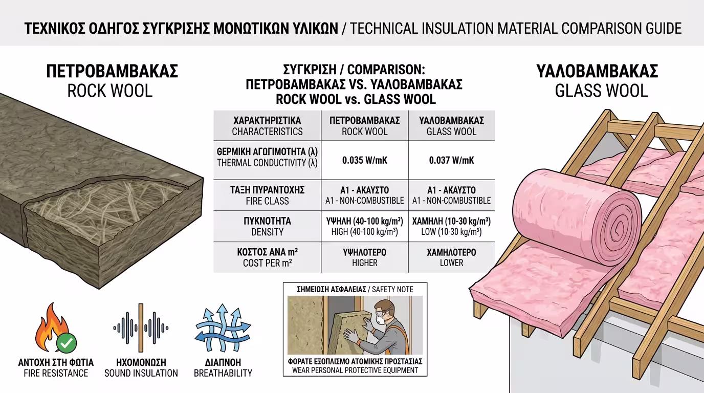 Ορυκτά μονωτικά υλικά: πετροβάμβακας και υαλοβάμβακας