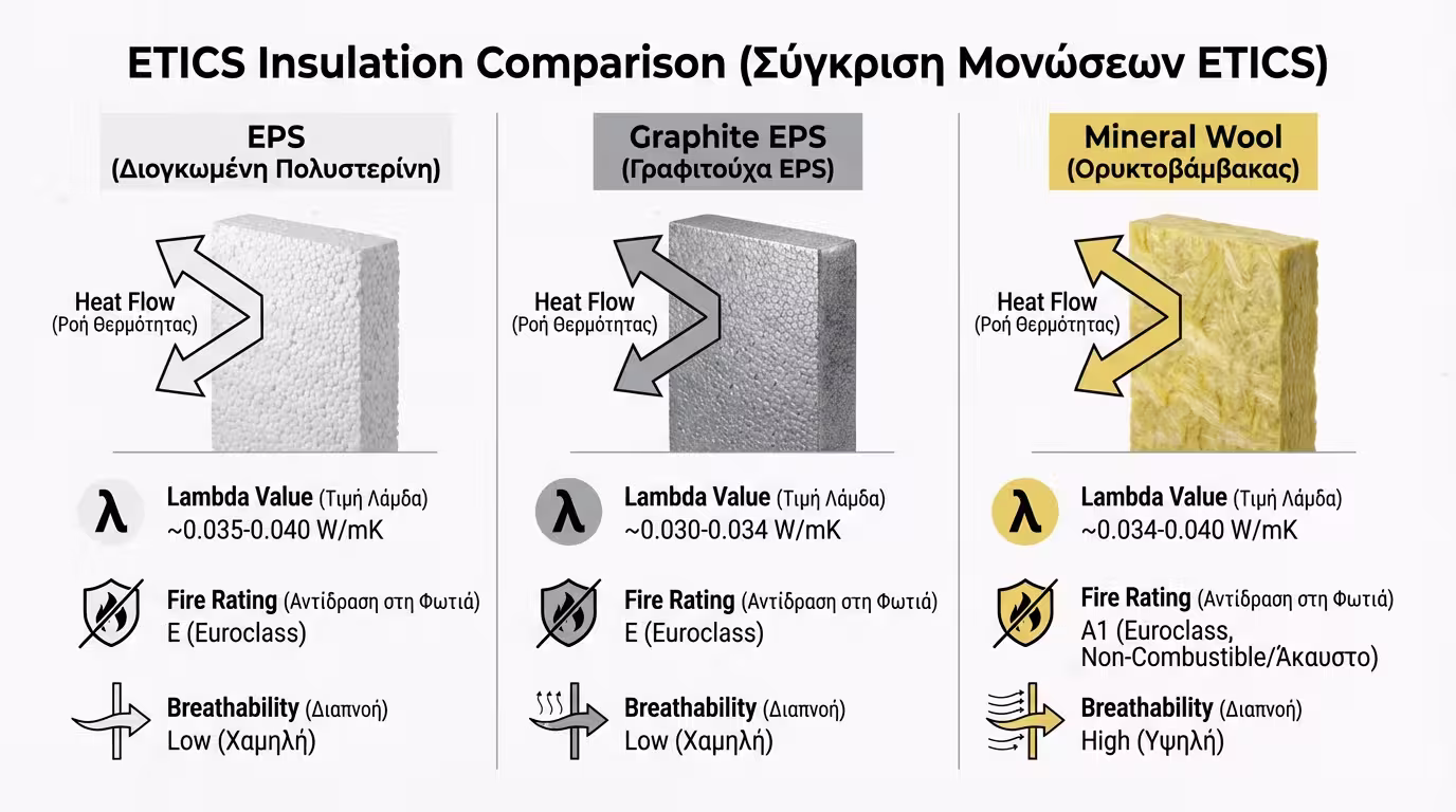 Πλάκες EPS, γραφιτούχου EPS και πετροβάμβακα