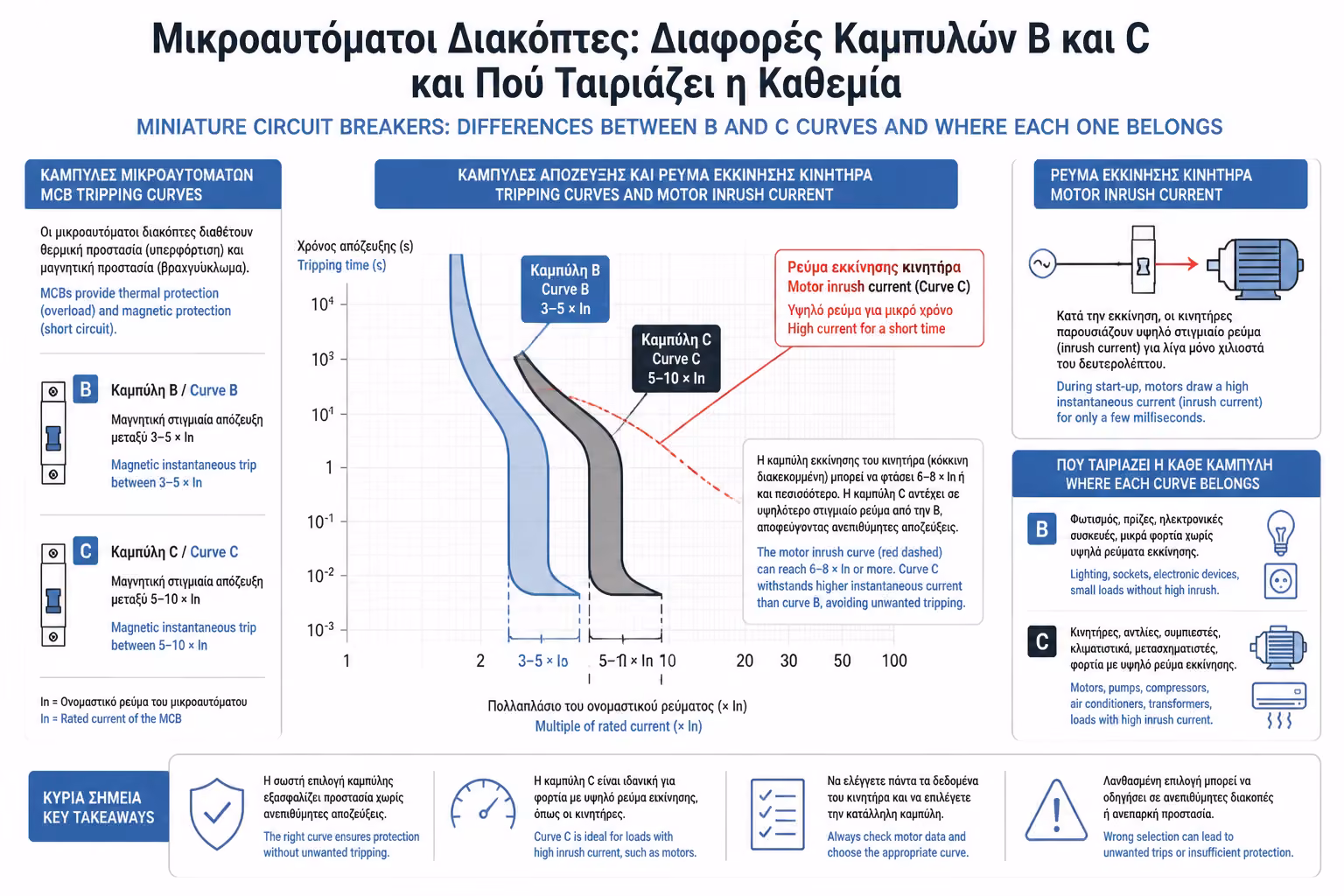 Ρεύμα εκκίνησης μοτέρ και χρήση καμπύλης C