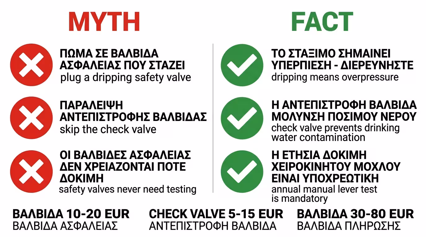 Μύθοι και αλήθειες για βαλβίδες ασφαλείας - κακές πρακτικές vs σωστή εγκατάσταση
